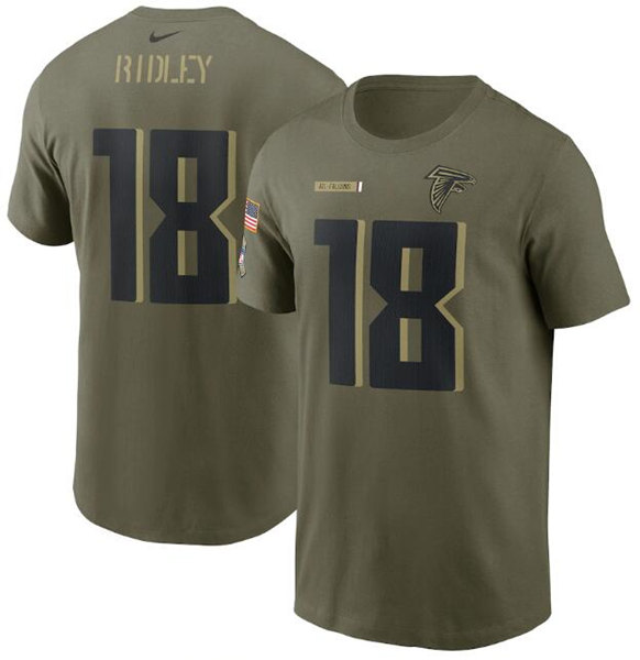 Men's Atlanta Falcons #18 Calvin Ridley 2021 Olive Salute To Service Legend Performance T-Shirt - Click Image to Close